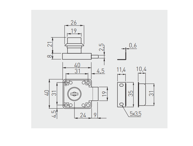 Zamek meblowy K138