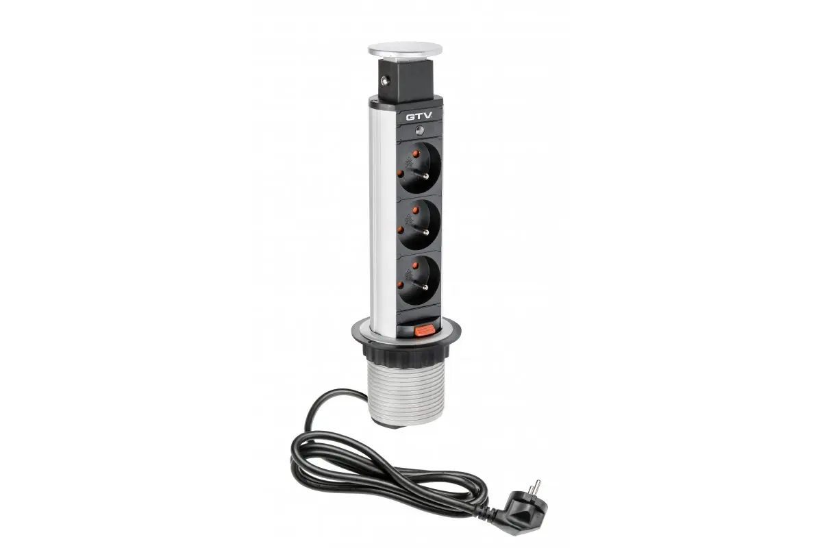 Biurkowy przedłużacz wpuszczany 3x gniazdo z uziemieniem GTV