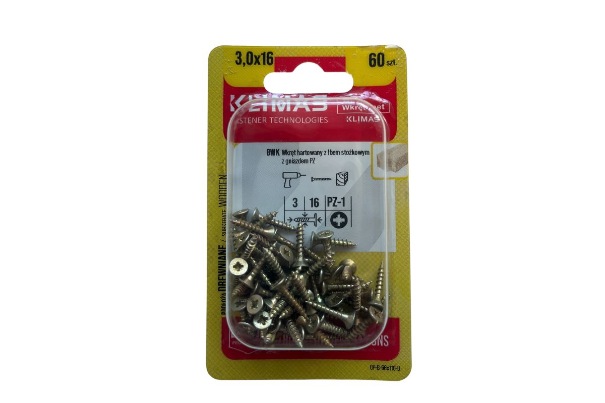 Wkręt hartowany do drewna KLIMAS 3 x 16 mm