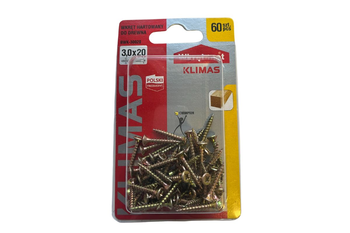 Wkręt hartowany do drewna KLIMAS 3 x 20 mm
