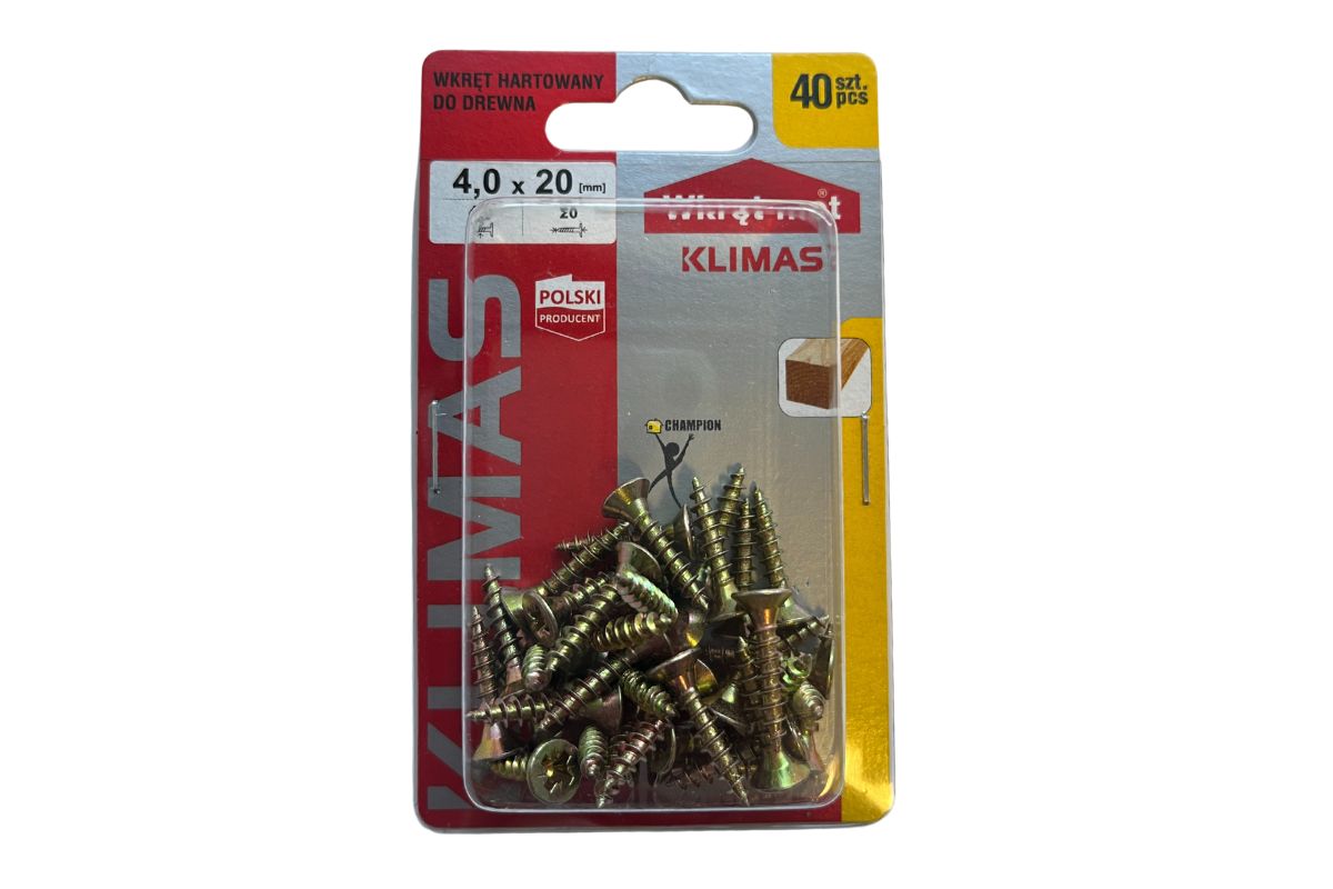 Wkręt hartowany do drewna KLIMAS 4 x 20 mm