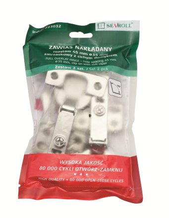 Zawias nakładany cichy domyk (2szt.) 223032 Sevroll - obrazek 4