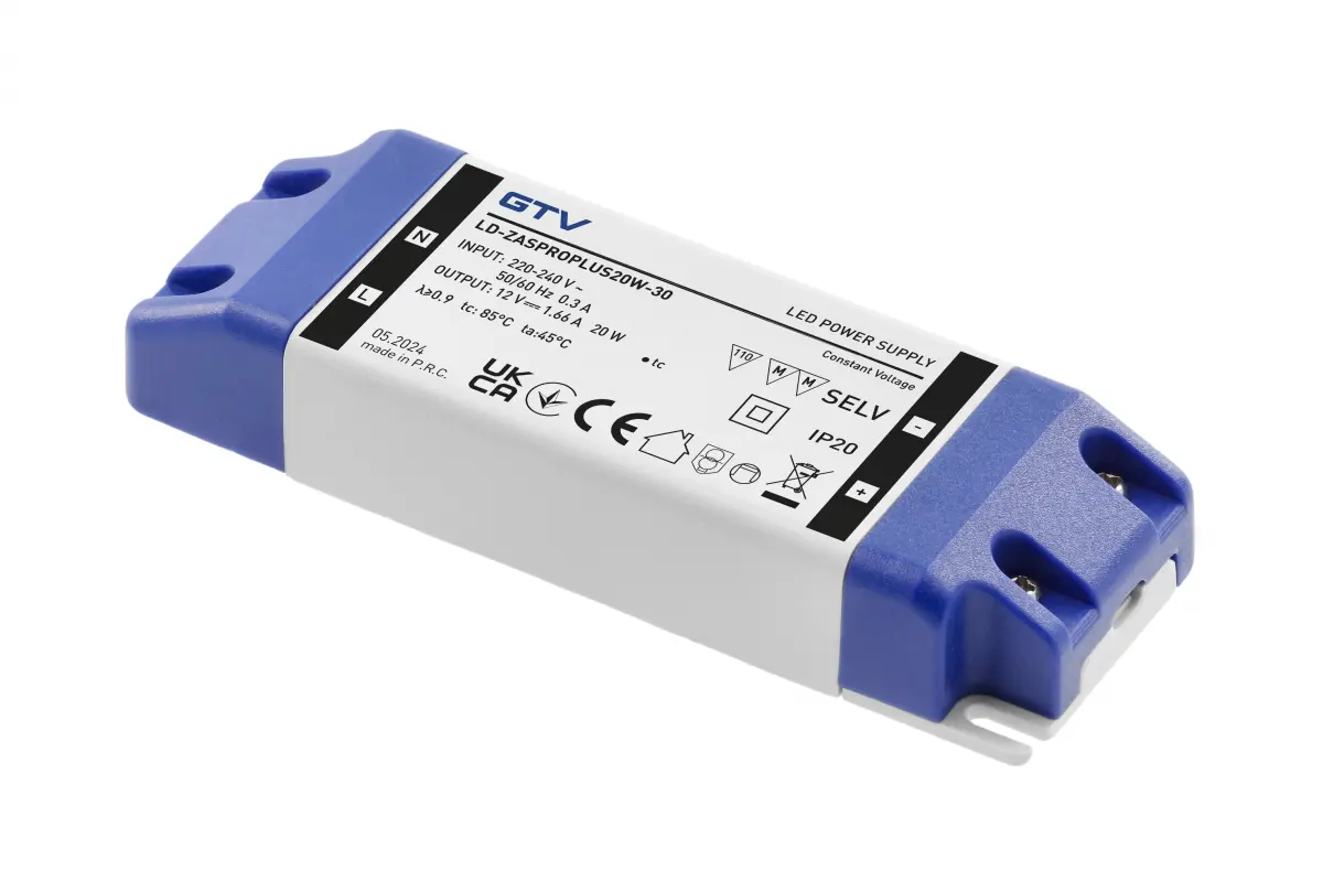 Zasilacz LED PRO+ 12V, 20W, input 220-240VAC, IP20, wym.120x42x20 mm