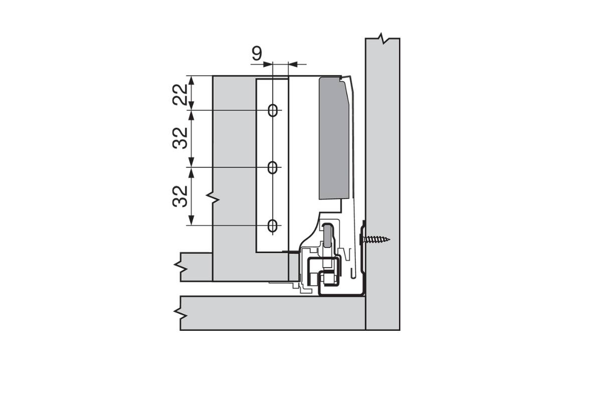 Uchwyt drewnianej ścianki tylnej TANDEMBOX, wys. K (128,5 mm), prawy+lewy