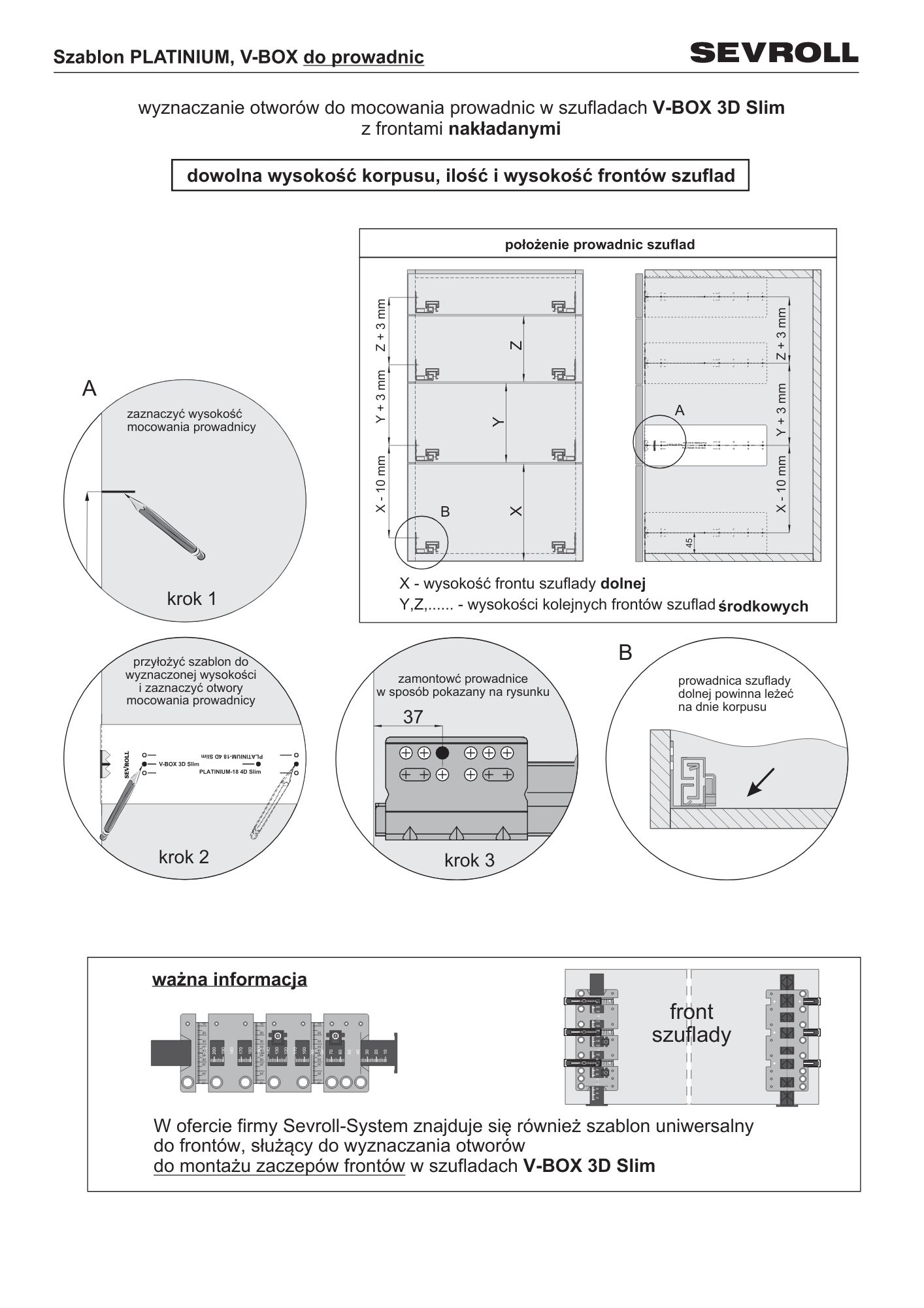 Szablon do prowadnic V-box, Platinium